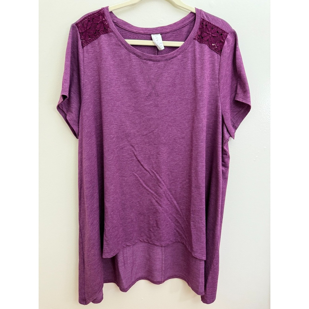 Womens Plus Tunic Top Lane Bryant LIVI Activewear Purple Soft Size 18/20